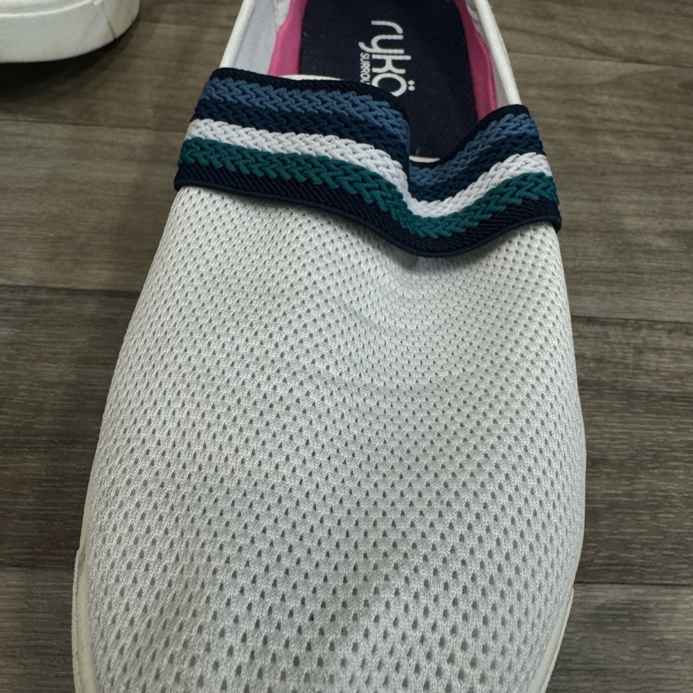 RYKA HAZE Surround Fit Slip-On Sneaker White Mesh/leather Striped Strap Sz 8.5 M - Picture 3 of 7
